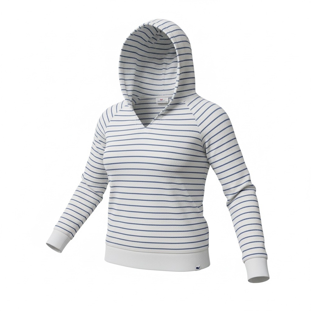 Vineyard Vines White and Navy Striped Hooded Sweatshirt